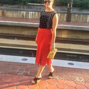 Anthropologie Pleated Midi Skirt